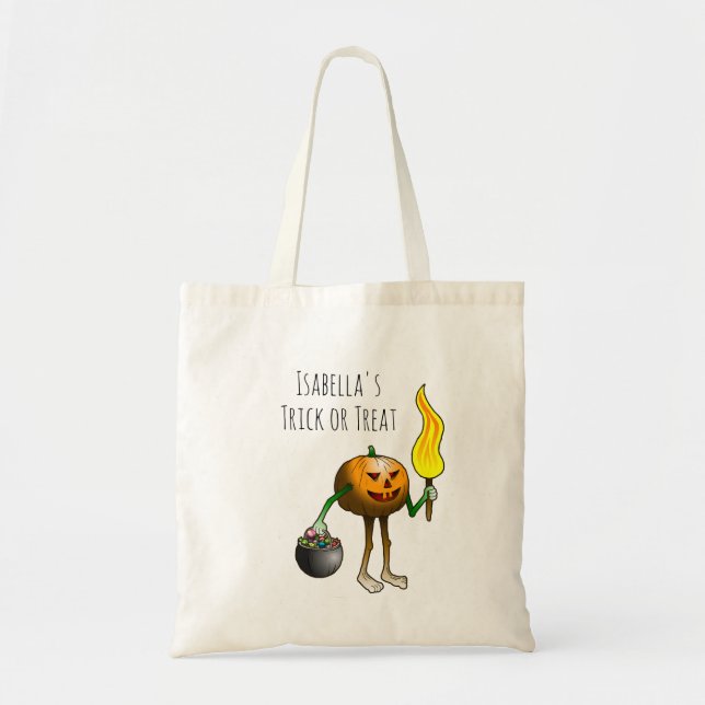 Trick or treat with Jack O'lantern Tote Bag (Front)
