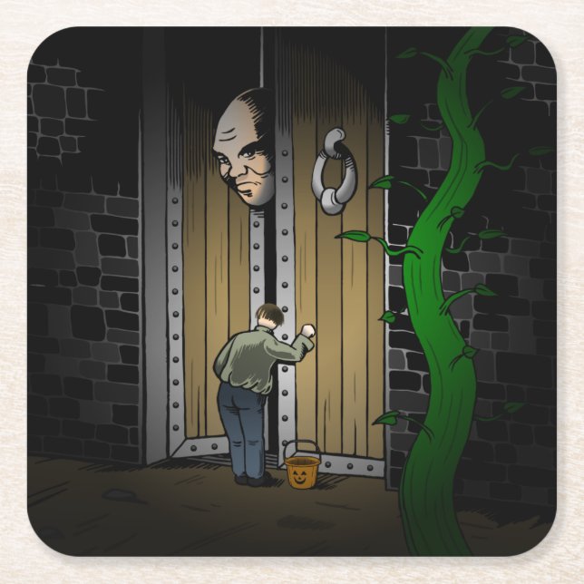 Trick or Treat with Jack Square Paper Coaster (Front)