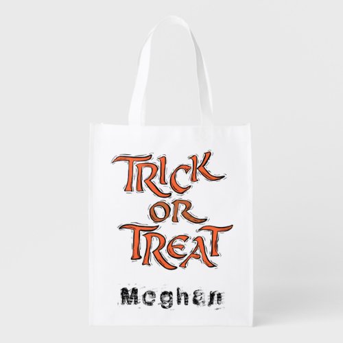 Trick Or Treat with Monogram Grocery Bag