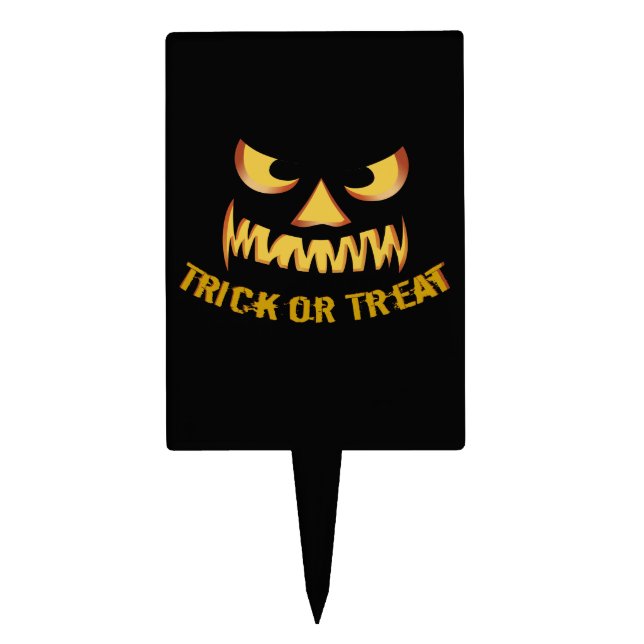 Trick or Treat with Pumpkin Face Cake Topper (Front)