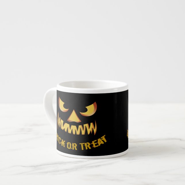 Trick or Treat with Pumpkin Face Espresso Cup (Front Left)
