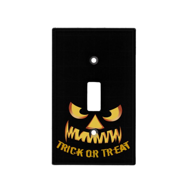 Trick or Treat with Pumpkin Face Light Switch Cover (Front)