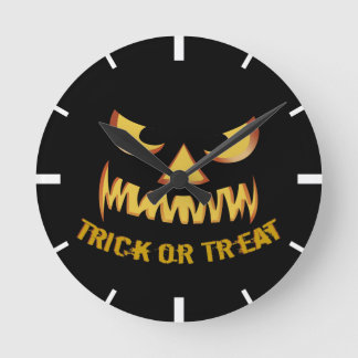 Trick or Treat with Pumpkin Face Round Clock