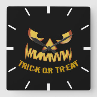 Trick or Treat with Pumpkin Face Square Wall Clock