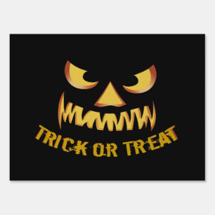 Trick or Treat with Pumpkin Face Yard Sign