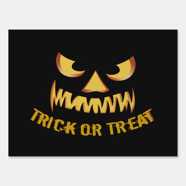 Trick or Treat with Pumpkin Face Yard Sign (Back)