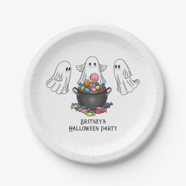 Trick or treat with the ghosts paper plates (Front)