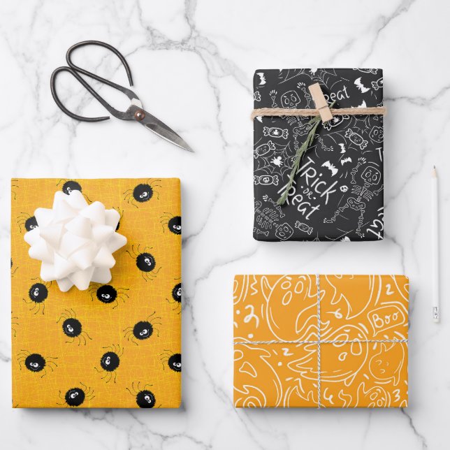 Trick or Treat Wrapping Paper Sheets (Front)