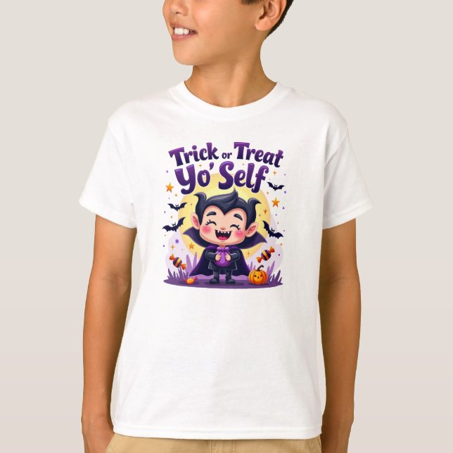 Trick or Treat Yo' self Halloween Vampire T-Shirt (Front)