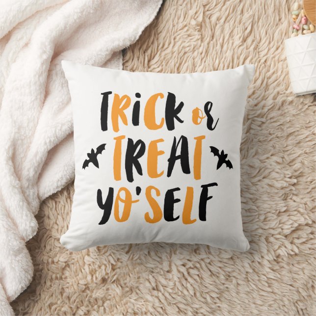 Trick or Treat Yo'self Halloween Throw Pillow (Blanket)