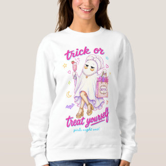 Trick or Treat Yourself Spa Ghost Towel Champagne Sweatshirt