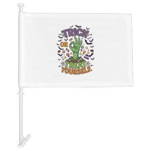 Trick Or Treat Yourself Zombie Hand Halloween Cand Car Flag