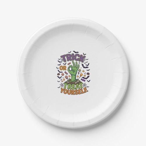 Trick Or Treat Yourself Zombie Hand Halloween Cand Paper Plates