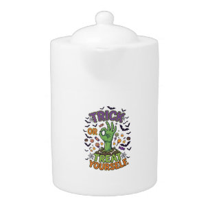 Trick Or Treat Yourself Zombie Hand Halloween Cand Teapot