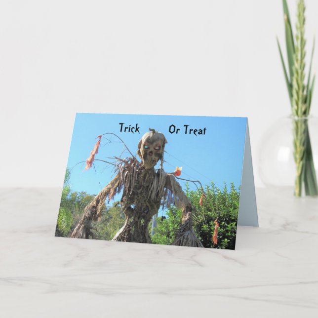 Trick Or Treat Zombie Halloween Greeting Card (Front)