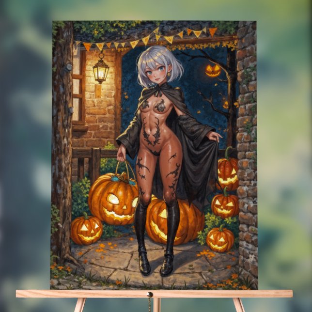 Trick or Treater, Brave Halloween Costume Girl Acrylic Sign (Neutral)