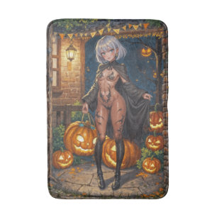 Trick or Treater, Brave Halloween Costume Girl Bath Mat
