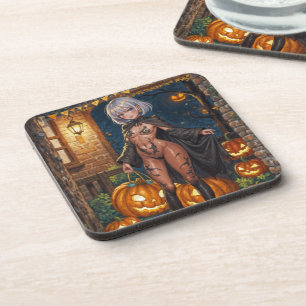 Trick or Treater, Brave Halloween Costume Girl Beverage Coaster