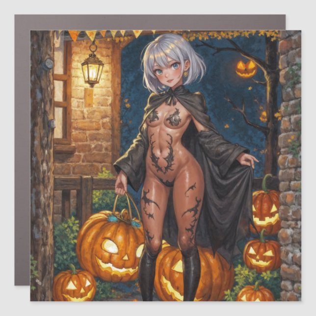 Trick or Treater, Brave Halloween Costume Girl Car Magnet (Front)