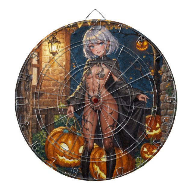 Trick or Treater, Brave Halloween Costume Girl Dart Board (Front)