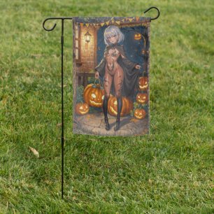 Trick or Treater, Brave Halloween Costume Girl Garden Flag