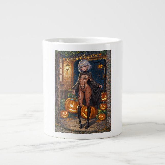 Trick or Treater, Brave Halloween Costume Girl Giant Coffee Mug (Front)