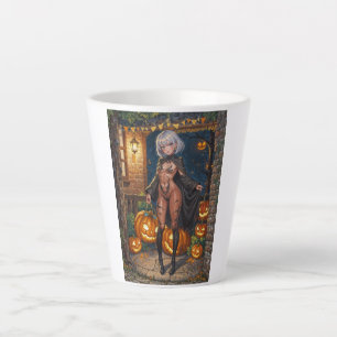 Trick or Treater, Brave Halloween Costume Girl Latte Mug