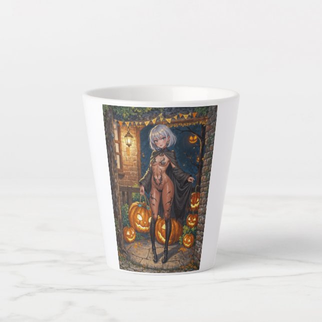 Trick or Treater, Brave Halloween Costume Girl Latte Mug (Front)