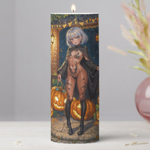Trick or Treater, Brave Halloween Costume Girl Pillar Candle