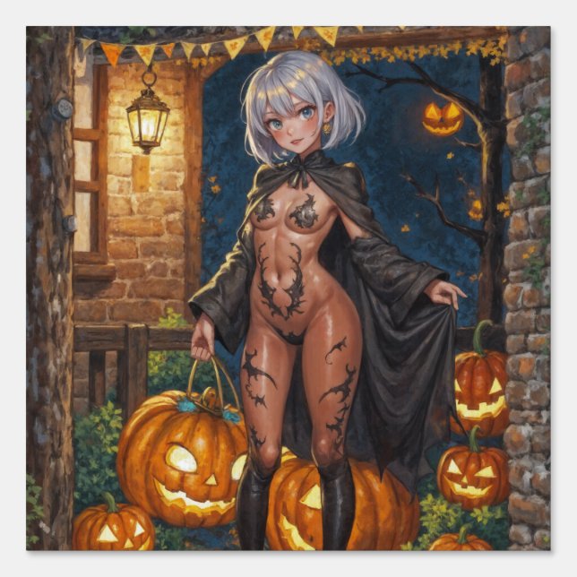 Trick or Treater, Brave Halloween Costume Girl Sign (Front)
