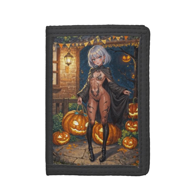Trick or Treater, Brave Halloween Costume Girl Trifold Wallet (Front Vertical)