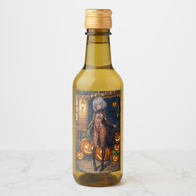 Trick or Treater, Brave Halloween Costume Girl Wine Label (Front)