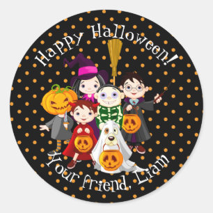 Trick or Treaters Halloween Classic Round Label