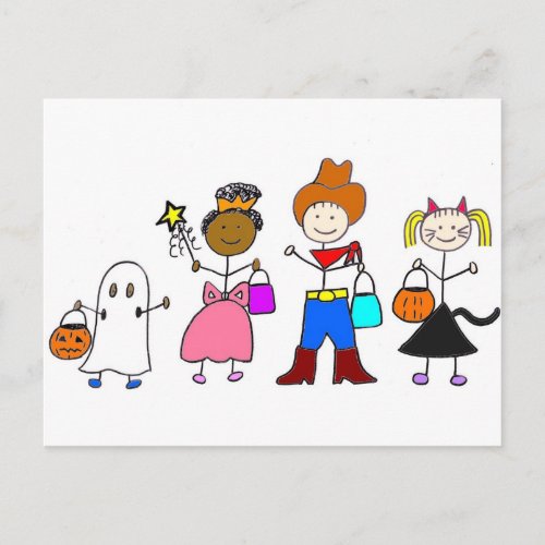 Trick or Treaters Halloween Postcard