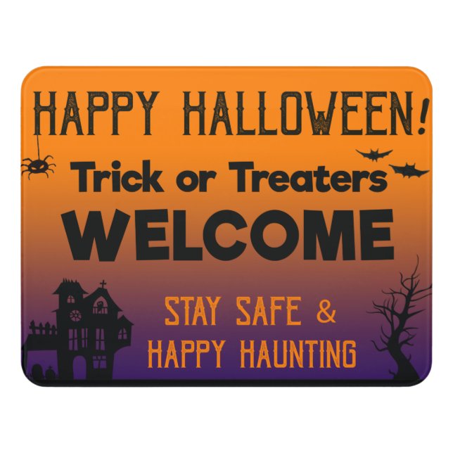 Trick or Treaters Welcome Halloween Door Sign (Contemporary Front)