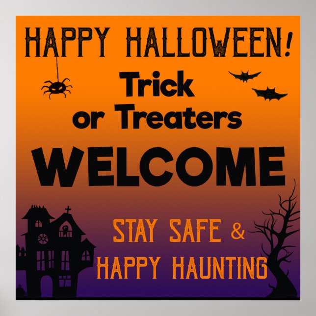 Trick or Treaters Welcome Halloween Poster (Front)