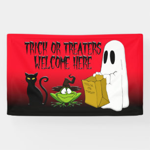 Trick or Treaters Welcome Halloween   Red  Banner