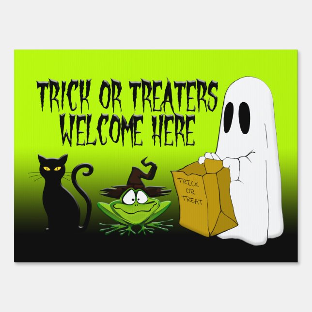 Trick Or Treaters Welcome Halloween Yard Lawn Sign (Back)