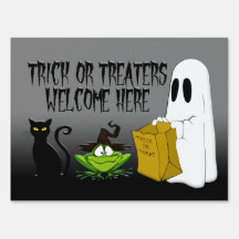 Trick Or Treaters Welcome Halloween Yard Lawn Sign