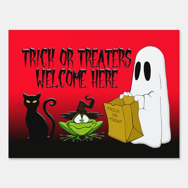 Trick Or Treaters Welcome Halloween Yard Lawn Sign (Front)