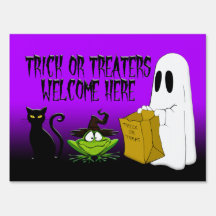 Trick Or Treaters Welcome Halloween Yard Lawn Sign