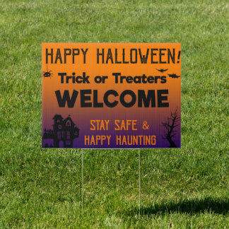 Trick or Treaters Welcome Halloween Yard Sign