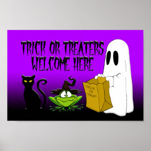Trick or Treaters Welcome Here Halloween Poster