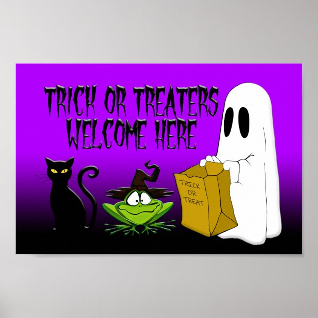 Trick or Treaters Welcome Here Halloween Poster (Front)