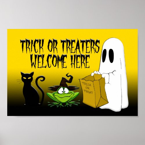 Trick or Treaters Welcome Here Halloween Poster