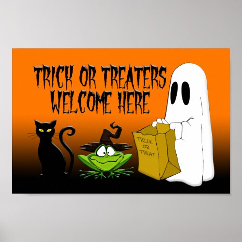 Trick or Treaters Welcome Here Halloween Poster