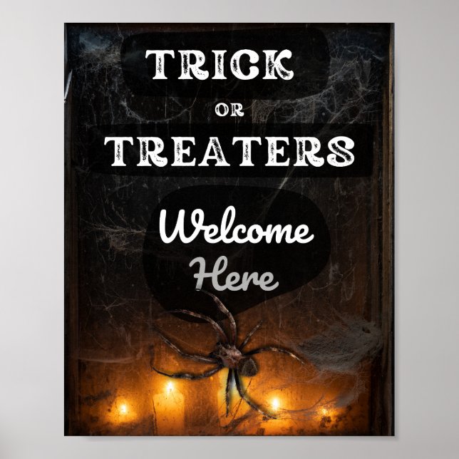 Trick or Treaters Welcome Here Spooky Halloween Poster (Front)