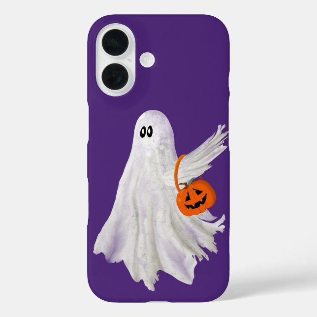 Trick Or Treating Ghost With Pumpkin Candy Bucket Case-Mate iPhone Case (Back)