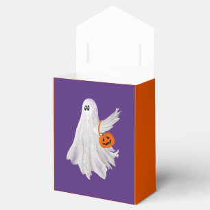 Trick Or Treating Ghost With Pumpkin Candy Bucket Favor Boxes