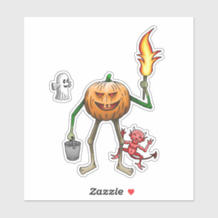 Trick or Treating Halloween Pumpkin Sticker